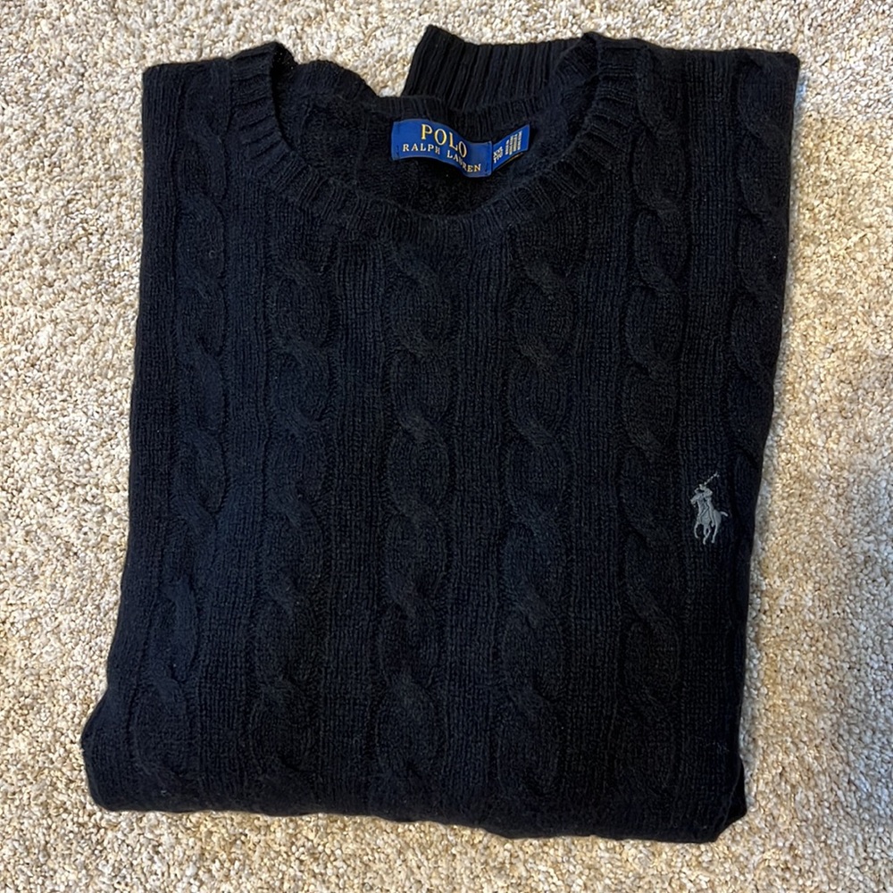 Men’s XXL Polo Ralph Lauren Black Cashmere/Wool Sweater